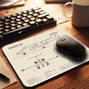 Learjet 23 - Airplane Blueprint Drawing Plans SD Mouse Pad