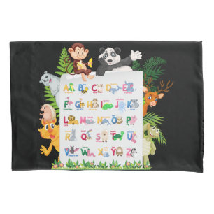 Learn Alphabet & Animals Education Pillowcase