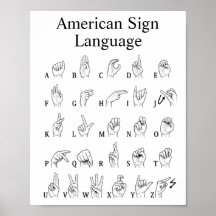 Learn American Sign Language Alphabet Poster
