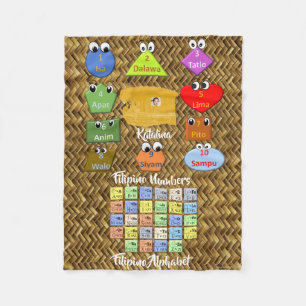 Learn Filipino Alphabet and Numbers "banig style" Fleece Blanket