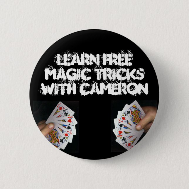 Learn Free Magic Tricks With Cameron 2 Inch Round Button (Front)