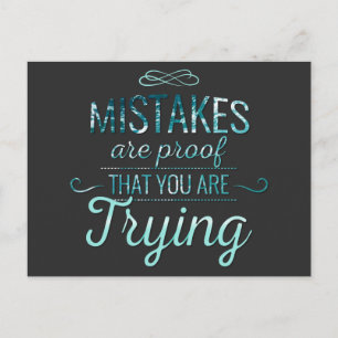 Learn from mistakes motivational typography quote postcard