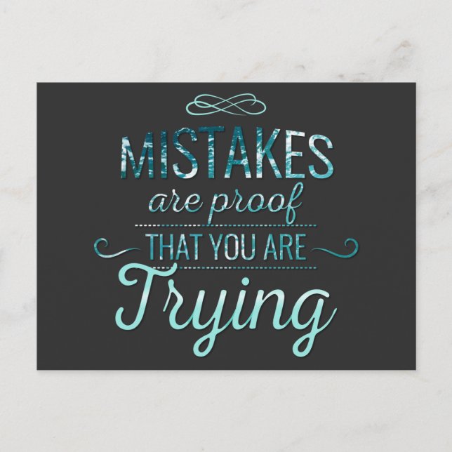 Learn from mistakes motivational typography quote postcard (Front)