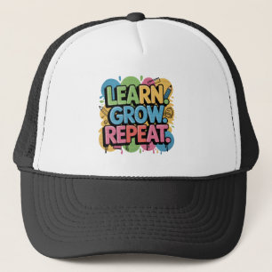 Learn Grow Repeat Graffiti Back to School Design  Trucker Hat