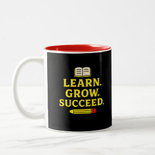 Learn. Grow. Succeed. Motivational Two-Tone Coffee Mug