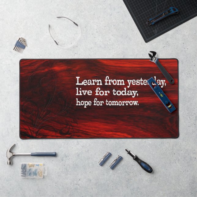 "Learn, live, hope" Inspirational Quote Desk Mat (Workstation)