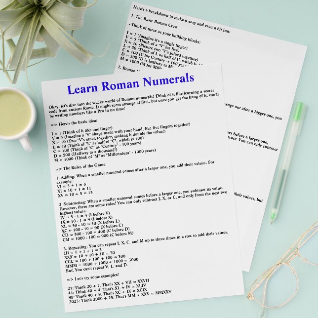 Learn Roman Numerals Quickly | Educational Flyers (Learn Roman Numerals Flyers - Educational Printable for Kids, Teachers, and Classrooms)