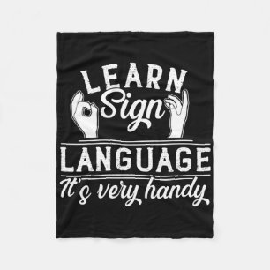 Learn Sign Language Asl Teacher Deaf Awareness Fleece Blanket
