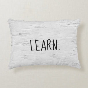 LEARN Text On Birch Tree  Accent Pillow