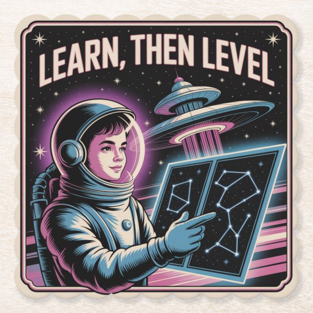 Learn, Then Level Paper Coaster (Front)