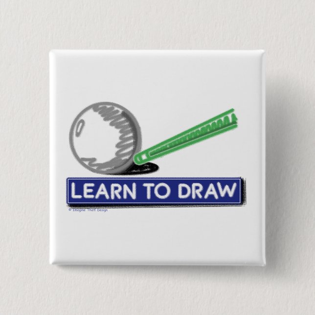 Learn to Draw 2 Inch Square Button (Front)