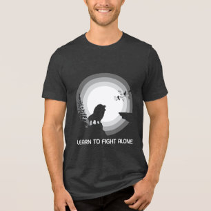 Learn to Fight Alone – Lion Under Moonlight Tri-Blend Shirt