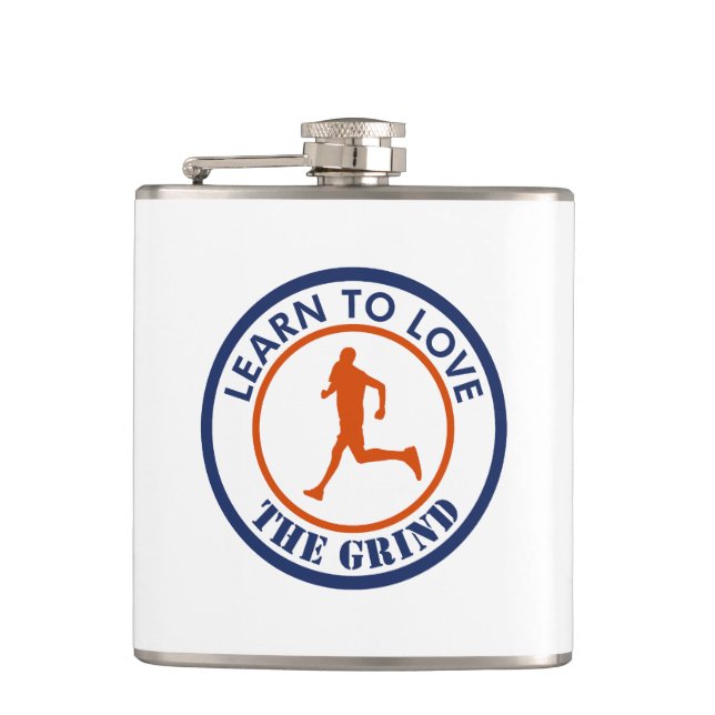 Learn To Love The Grind Running Hip Flask (Front)
