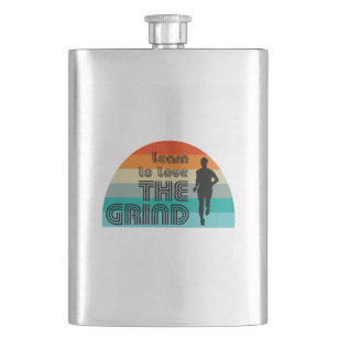 Learn To Love The Grind Running Retro Hip Flask