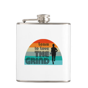 Learn To Love The Grind Running Retro Hip Flask