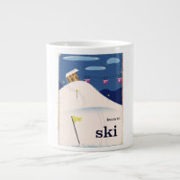 learn to ski vintage cartoon.