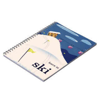 learn to ski vintage cartoon. notebook