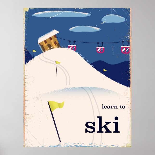 learn to ski vintage cartoon. poster (Front)