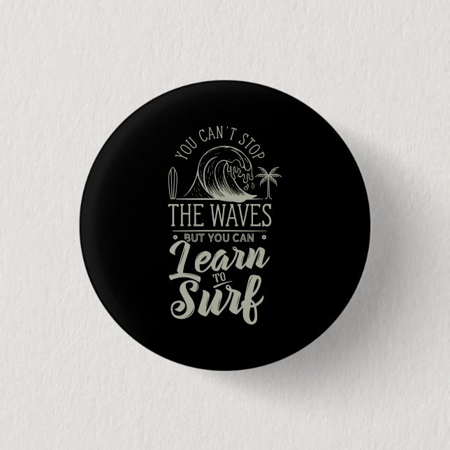 Learn To Surf 1 Inch Round Button (Front)