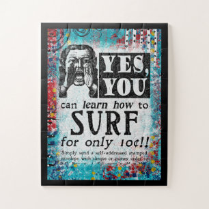 Learn To Surf - Funny Vintage Ad Jigsaw Puzzle