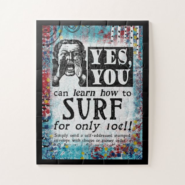 Learn To Surf - Funny Vintage Ad Jigsaw Puzzle (Vertical)