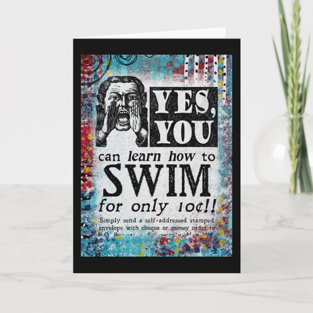 Learn To Swim - Funny Vintage Ad Card (Front)