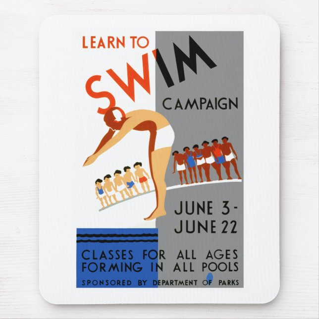 Learn To Swim Mouse Pad (Front)