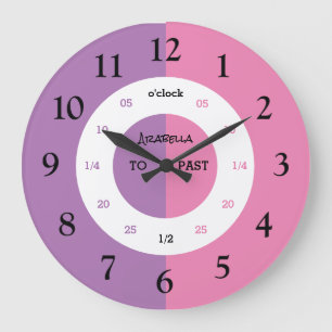 Learn To Tell The Time   Personalized   Name Large Large Clock