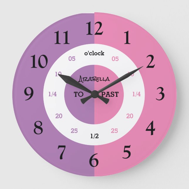 Learn To Tell The Time | Personalized | Name Large Large Clock (Front)