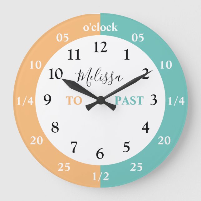 Learn To Tell The Time | Personalized | Name Large Large Clock (Front)