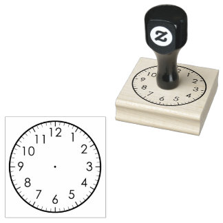 Learn To Tell Time Analogue Watch Clock Kids Rubber Stamp