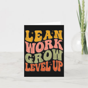 Learn Work Grow Level Up Retro Groovy Motivational Card