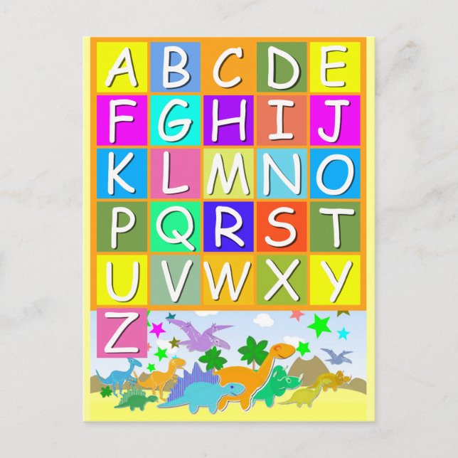 Learn your ABC With Dinosaurs Alphabet Postcard (Front)