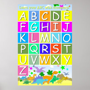 Learn your ABC With Dinosaurs Reading Letters Poster