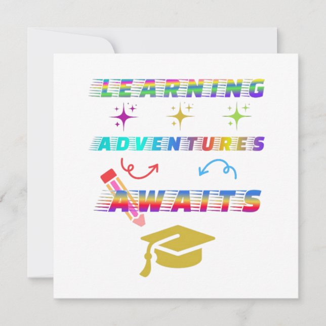 Learning Adventure Awaits, first School Day Invitation (Front)