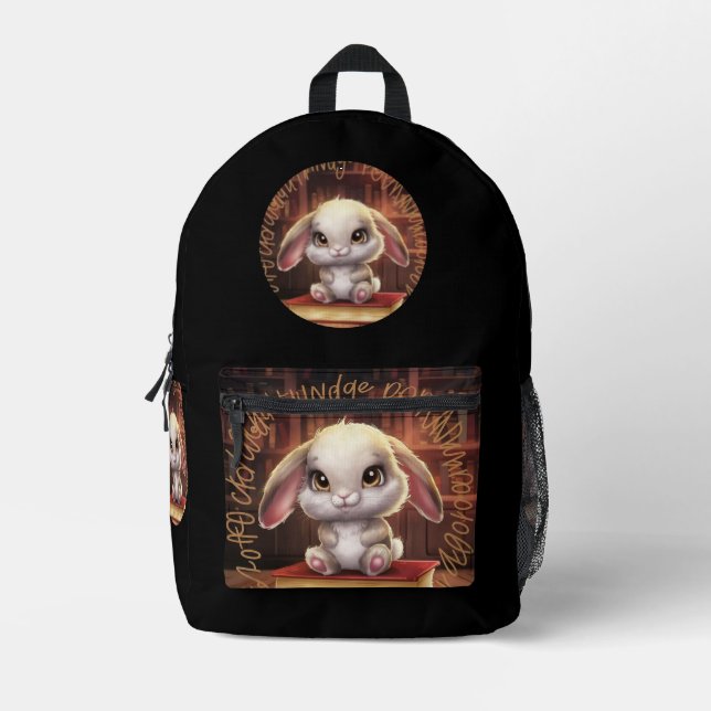 Learning bunny  printed backpack (Front)