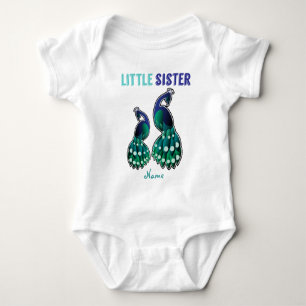 Learning Candy Little Sister Peacock Personalized Baby Bodysuit
