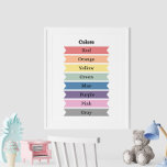 Learning Colours Kids' Educational Poster<br><div class="desc">Enhance your child's learning environment with the "Learning Colours Kids' Educational Poster." This bright and engaging poster features a vibrant array of colours, each clearly labelled with its name, designed to captivate and educate young minds. The cheerful design and bold colours make it a perfect addition to classrooms, playrooms, and...</div>
