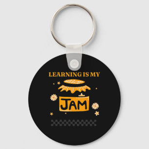 Learning Is My Jam Teacher Student Book Lover Back Keychain