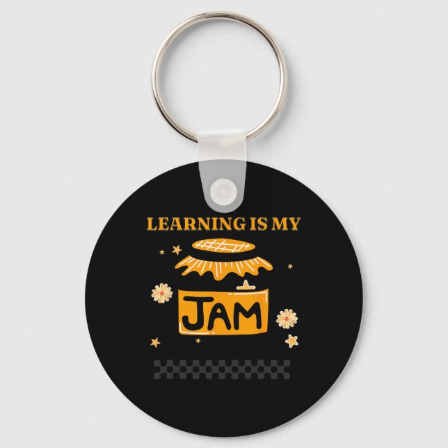 Learning Is My Jam Teacher Student Book Lover Back Keychain (Front)
