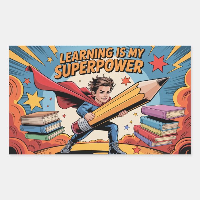 Learning Is My Superpower – Heroic School Sticker (Front)