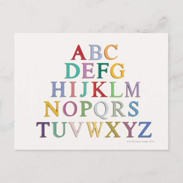 learning, letters, alphabet postcard (Front)