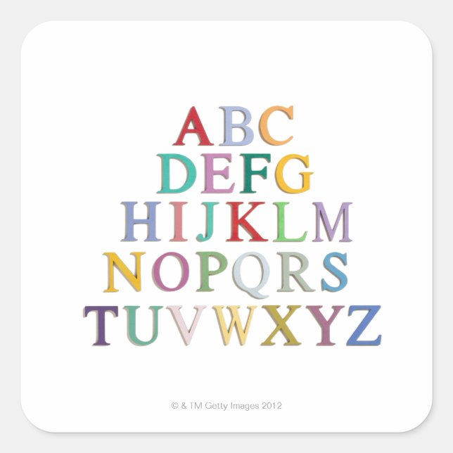 learning, letters, alphabet square sticker (Front)