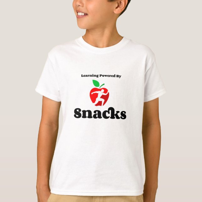 Learning Powered by Snacks Kids T-Shirt (Front)