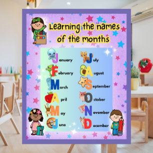 Learning the Months of the Year Colourful Poster