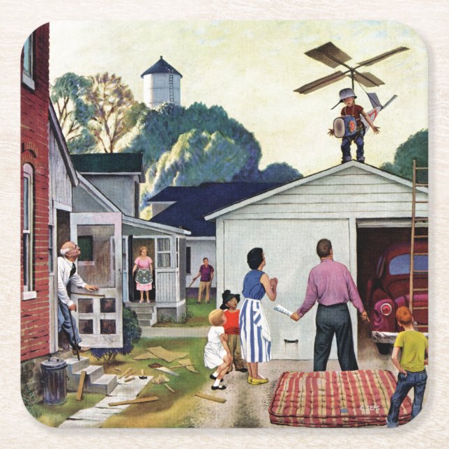 Learning to Fly Square Paper Coaster (Front)