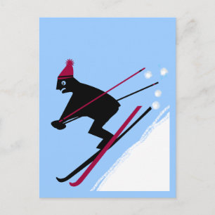 Learning to ski postcard