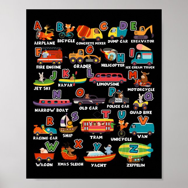 Learning Transportation Animal Letter Abcs Teacher Poster (Front)