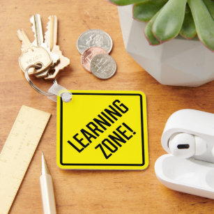 Learning Zone! Metal Square Keychain