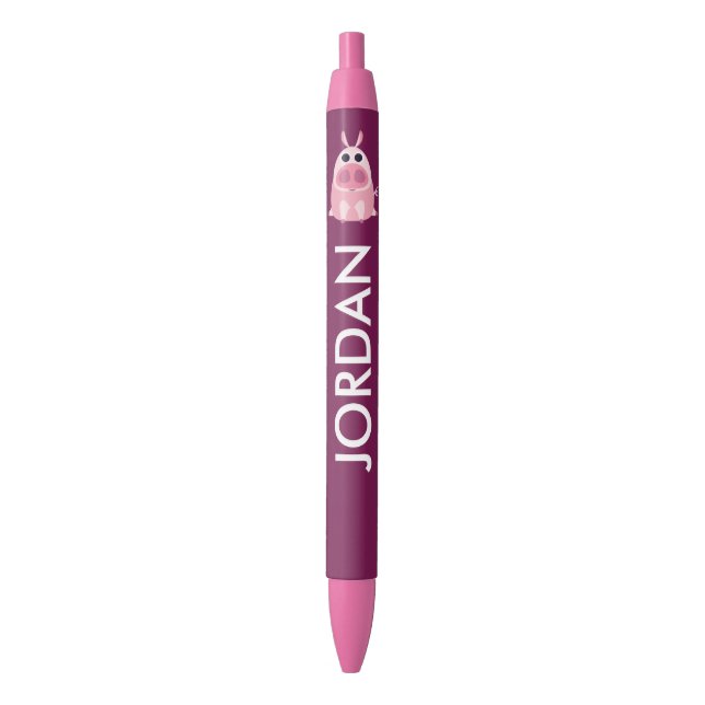 Leary the Pig Black Ink Pen (Front Vertical)
